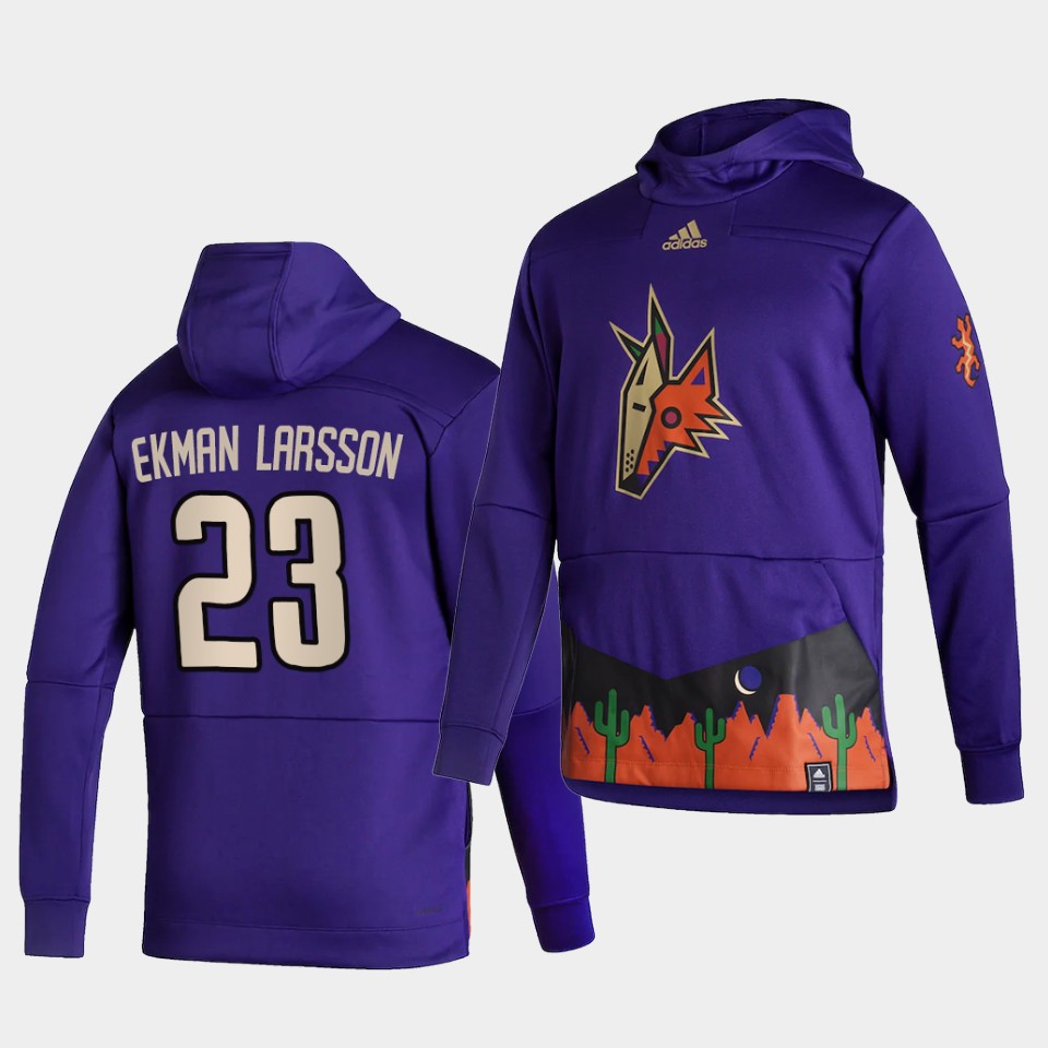 Men Arizona Coyotes #23 Ekman larsson Purple NHL 2021 Adidas Pullover Hoodie Jersey->arizona coyotes->NHL Jersey